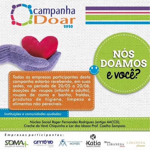 Campanha DOAR arrecada produtos de higiene e limpeza e alimentos não perecíveis