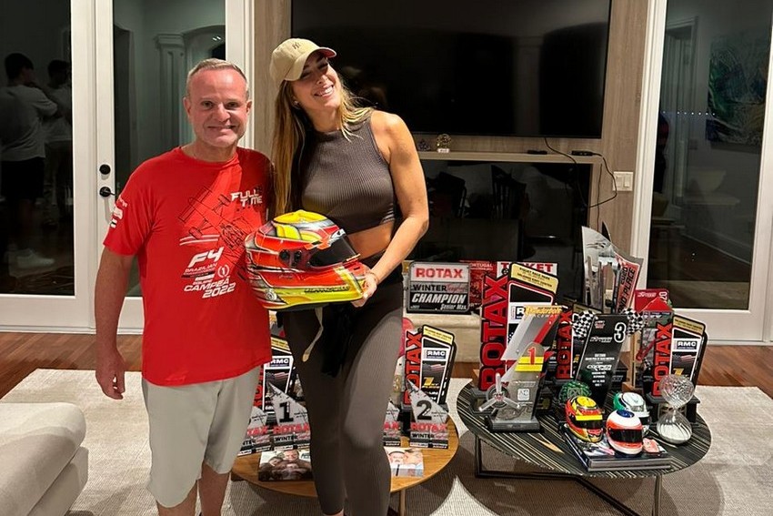 Natalia Guitler participa do Florida Cup 2024 nos Estados Unidos e é recebida por Rubens Barrichello