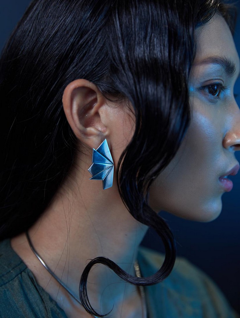 Brincos Assimétricos Leque  Colar e bracelete Leque  (Banho de ouro e prata)