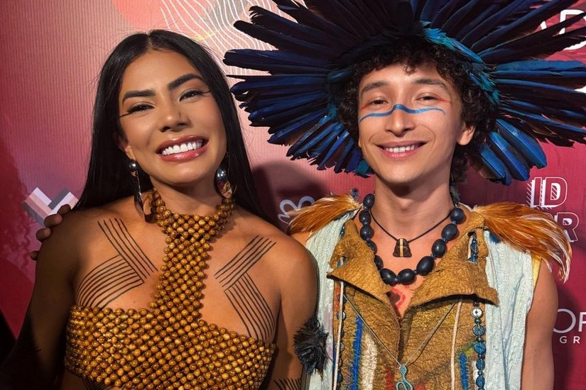Tecoara Baré, atriz e ativista indígena, e o multiartista Eric Max